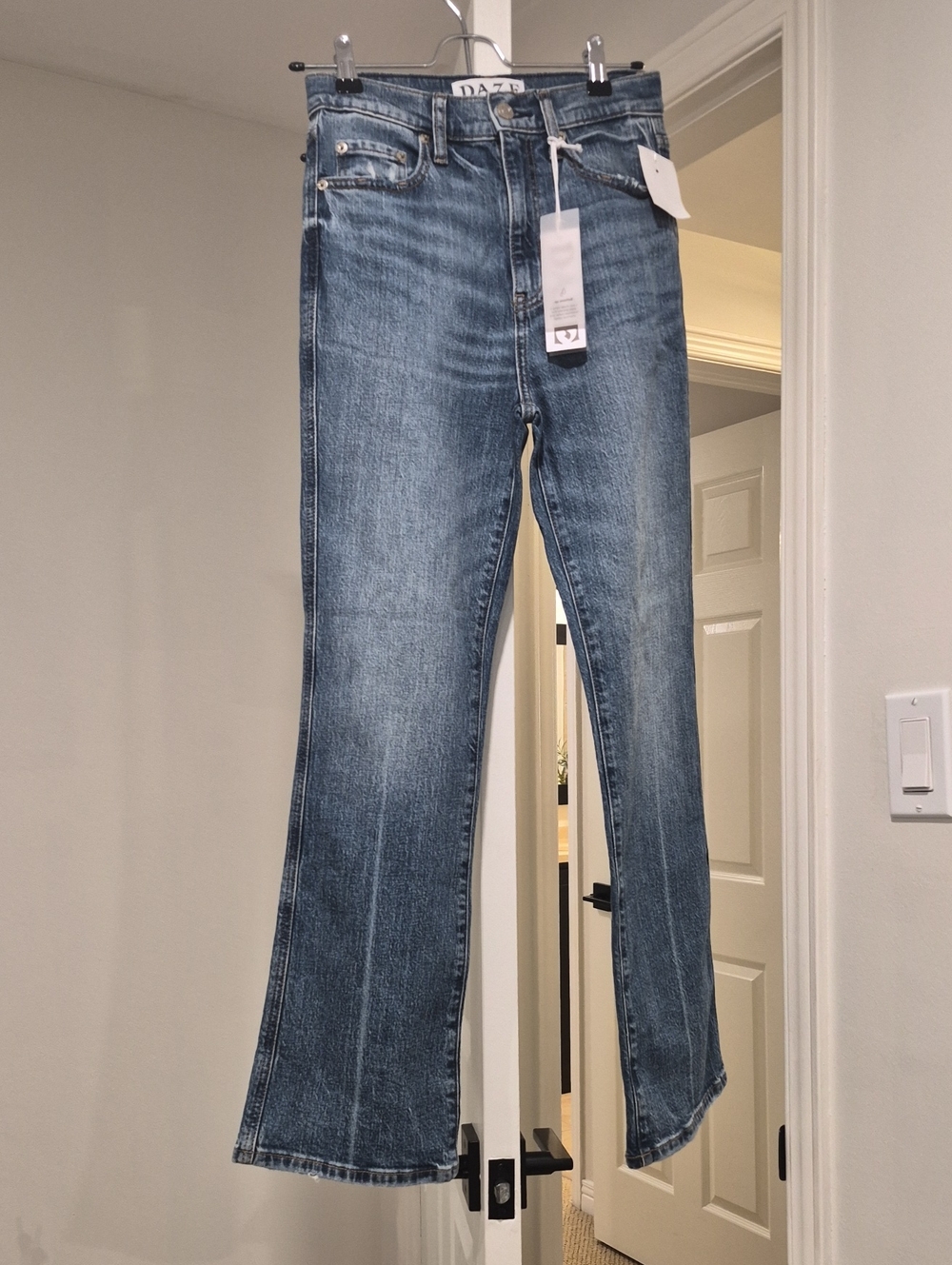 DAZE Women's Blue Flared Denim Jeans